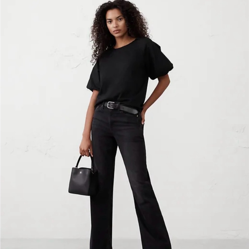 Banana Republic Factory Black puff sleeve top